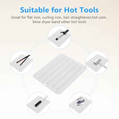 Quccefods Heat Resistant Mat Oversize Curling Iron Mat Silicone Hot Hair Tools Mat for Hair Straightener,Flat Irons,Hair Styling Tools Countertop protection Portable Travel Mat 14.2" x 11"