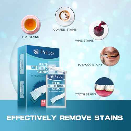 Teeth Whitening Strip 22 Treatments - Whitening Strips for Sensitive People, Fast Remove Smoking, Coffee, Wine Stains, Teeth Brightening Kit Pack of 44 Non-Slip Strips