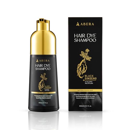 ABERA Hair Dye Shampoo, Black Hair Color for Grey Hair Coverage for Women and Men, One-wash Hair Blackening Treatment with Natural Dark Color (10.1 Fl. Oz.)