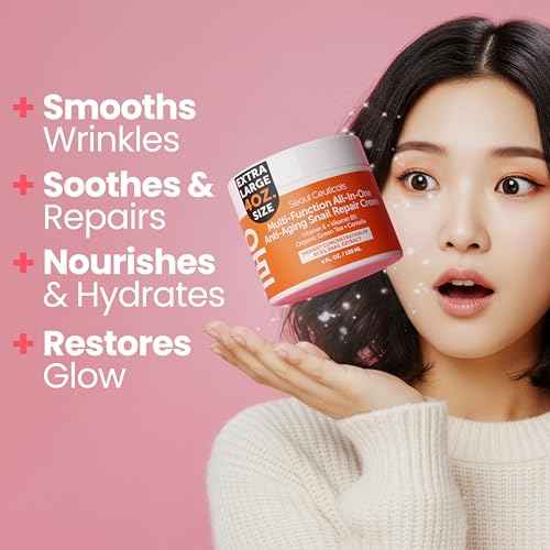 SeoulCeuticals Large 4oz 97.5% Snail Mucin Moisturizer Cream Korean Skin Care Day & Night Snail Repair for Face - K Beauty Anti Aging Facial Skincare