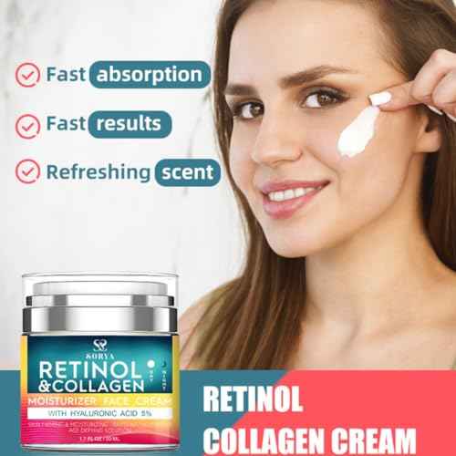 Retinol & Collagen Face Cream ? Anti-Aging Moisturizer for Wrinkles & Fine Lines | Hyaluronic Acid & Peptides | Hydrates & Restores Skin Elasticity