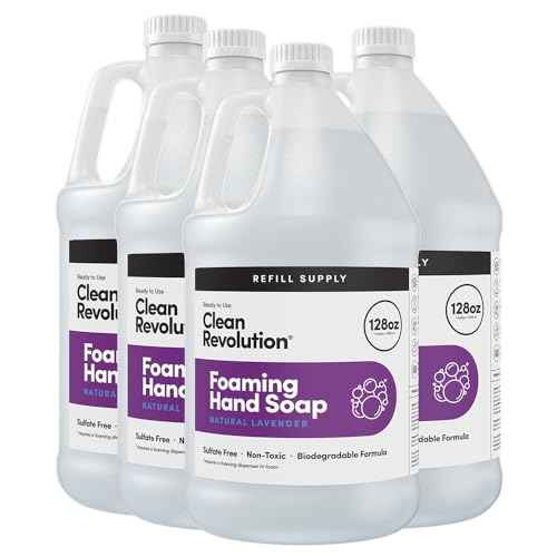 Clean Revolution Foaming Hand Soap Refill Supply Container, Ready to Use Formula, Gluten Free, Natural Lavender Fragrance, 128 Fl. Oz, 4 Pack