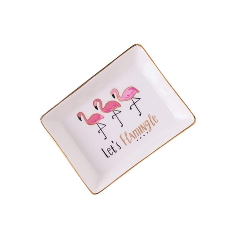 Hemoton Ceramic Jewelry Tray Ring Dish Flamingo Trinket Tray Ceramic Key Tray Jewelry Pallet Decorative Jewelry Plate for Rings Earrings Necklaces Bracelet Watch Keys