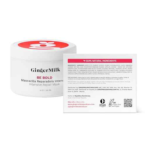 Ginger Milk Natural Care Intensive Repair Hair Mask for Dry/Damaged Hair due to Coloring, Chemical Processes, hot styling tools and dryers | BE BOLD (8 oz.)