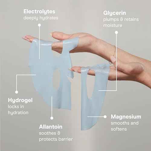 NuFACE IonPlex Hydra-Gel Power Mask - Hydrogel Korean Face Mask to Help Boost Hydration, Smooth Fine Lines & Enhance Microcurrent Results - Reveals a Dewy, Glass Skin Glow (5 Count)