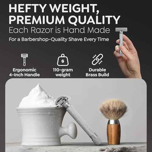 Parker THE VARIANT CLOSED COMB - ADJUSTABLE Double Edge Safety Razor, Customize your Shave with a Turn of the Dial from Mild to Aggressive - 5 Blades Included (SATIN CHROME)