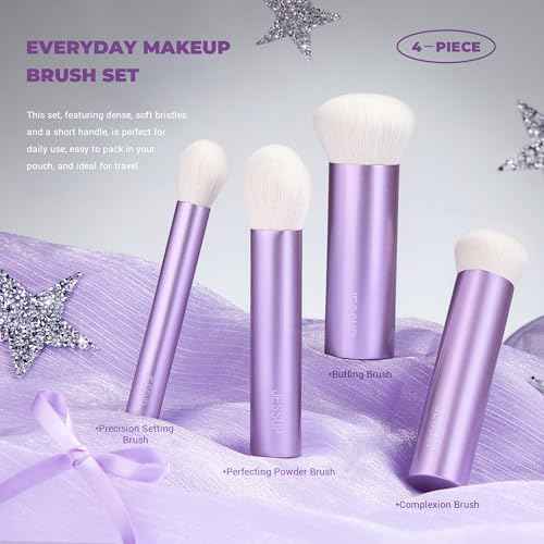 Jessup Premium Makeup Gift Set for Women Teen Girl, 11Pcs Gift Box Kabuki Brush, Makeup Sponge, Powder Puff, Brush Cleaner Mat with Soap, Perfect Present for Birthday Graduation, Luxury Purple T885