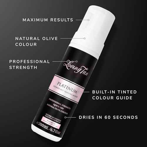 Loving Tan Platinum Self Tanning Mousse, Dark - Streak Free, Natural Looking, Professional Quality Sunless Tanner- 10+ Self Tan Applications per Bottle, Cruelty Free, Naturally Derived DHA- 6.7 Fl Oz