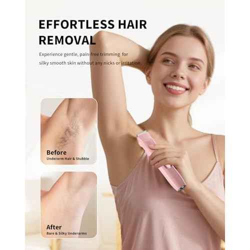 Ufree Bikini Trimmer Electric Razors for Women Dual Head, Pubic Body Hair Trimmer Electric Shaver for Face, Legs, Arm, Rechargeable Lady Shaver Waterproof, Summer Grooming Kit, Gifts for Her