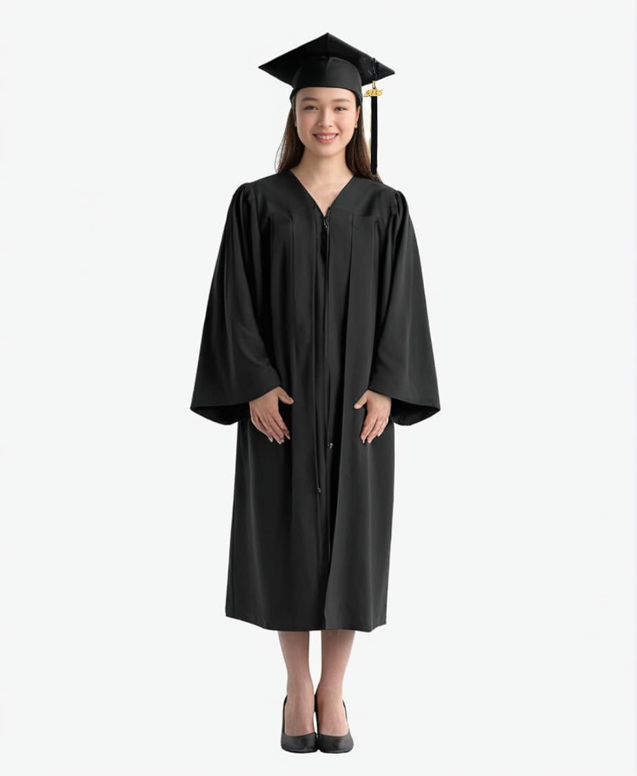 Unisex Adult Matte Graduation Cap and Gown Tassel Set