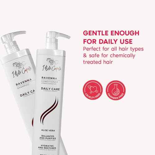 I Belli Capelli Ravenna Daily Care Kit - Aloe Vera Shampoo & Conditioner + Repair Oil ? Sulfate & Paraben-Free, Deep Moisture, Breakage Reduction & Repairs Split Endsfor Dry, Damaged & All Hair Types