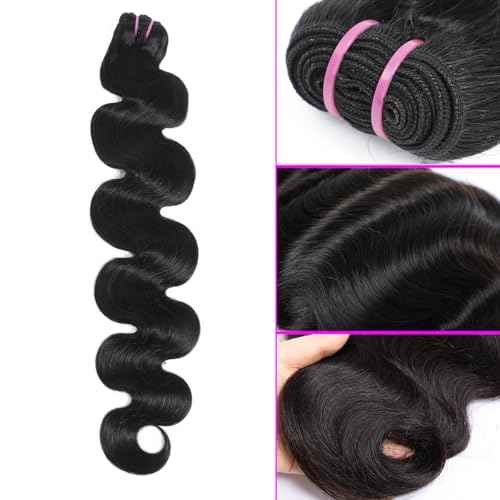 15A Raw Human Hair Bundles Body Wave Human Hair,Triple Lifespan Indian Virgin Hair,No Tangle Shedding,Multiple Washes Keep Texture Silky Soft (1 Bundle Natural Color, 26 Inch)