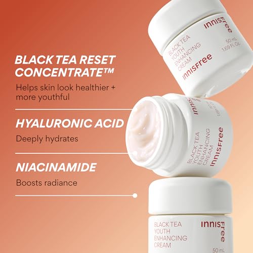 innisfree Black Tea Youth Cream, Korean Moisturizer with Hyaluronic Acid for Radiance, Firm Skin, Hydration, and Visible Anti-Aging Benefits