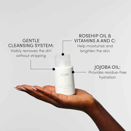 OUAI Body Cleanser, St. Barts Travel Size - Foaming Body Wash with Jojoba Oil & Rosehip Oil to Hydrate, Balance & Soften Skin - Paraben, Phthalate & Sulfate Free Skin Care Products (3 fl oz)