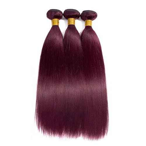 Burgundy 99J Straight Human Hair Bundles 14 16 18 Inch Hair 3 Bundles Color 99J Straight Bundles Unprocessed Brazilian Virgin Hair Weave Extensions For Black Women #99J