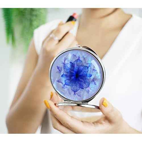 MADDesign Mother of Pearl Compact Makeup Travel Mirror (Flower Petals Purple)