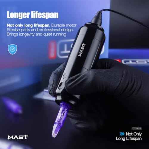 Mast Sensor Tattoo Gun Kit Wireless Complete Tattoo Kit 2 Rca Batteries Power Supply Pro Short Tattoo Machine Kit