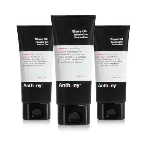 Anthony Shave Gel for Sensitive Skin ? Non-Foaming, Soothing Shaving Cream for Men and Women. With Aloe Vera Beads, Eucalyptus, Rosemary and Carrageenan Extract - 6 Fl Oz (3 Pack)