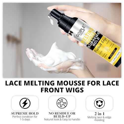 Lace Melting and Holding Mousse Glue-Less Hair Adhesive for Wigs, Wig Glue Lace Melting Spray Lace Melt Mousse for Closure Wigs Extensions, Wig Melting Mousse Supreme Hold for Wig Hair Wig Remover Kit