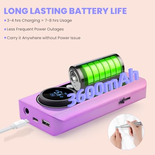 45000 RPM Nail Drill Machine Cordless, Rechargeable Electric Nail File Machine Professional Drill Tools for Acrylic Nails Gel Salon Manicure Pedicure