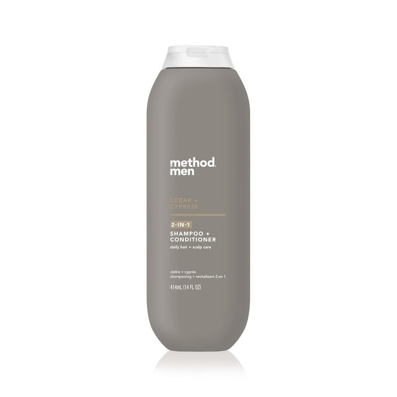 Method Men 2-in-1 Shampoo and Conditioner, Cedar + Cypress - Cleans and Conditions with Argan and Jojoba Oil - Made without Parabens - 14 oz