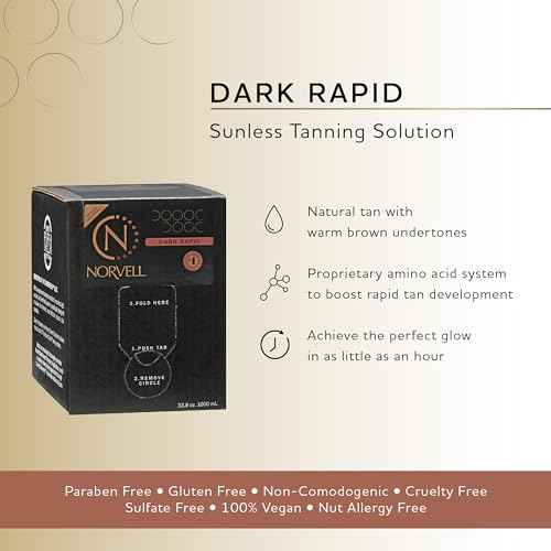 Norvell Premium Spray Tan Solution Dark Rapid 1 liter ? Professional Sunless Tanning Formula for Fast Natural Bronze Glow, Streak Free, Long Lasting Color