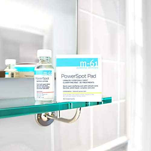 m-61 Powerspot Pads | Quick Spot Clarifying Pad With Salicylic Acid, Tea Tree, Witch Hazel, Aloe. For Blemish-Prone Skin - 30 Treatments