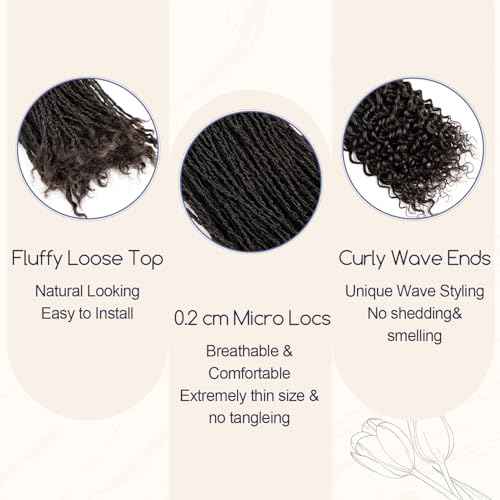 Teresa 0.2cm Micro Sister loc Extensions Human Hair Micro Locs Extensions Human Hair Interlocking Sisterlocks Sister Locs Curly Ends 100% Real Human Hair Dreadlock Extensions£¨18 Inch 30 Strands£©
