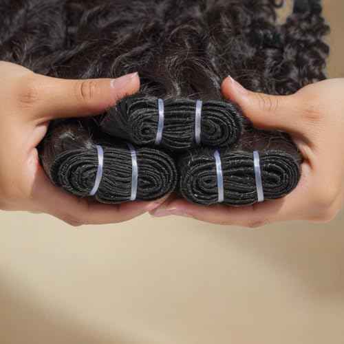 Burmese Curly Bundles Human Hair 16 18 20 Inches 3Pcs Curly Human Hair Bundles Water Wave with Spiral End Unprocessed Burmese Raw Hair Extension 3c4a Quick Weave Hair for Women Natural Color