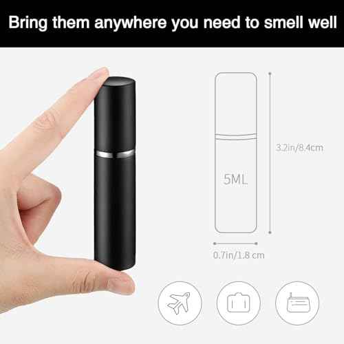 Boao 14 Pcs 5ml Travel Perfume Atomizer Mini Refillable Spray Perfume Bottle Portable with 10 Pcs Refill Pump Dispenser Pump Transfer Tool for Outgoing Traveling(Black)