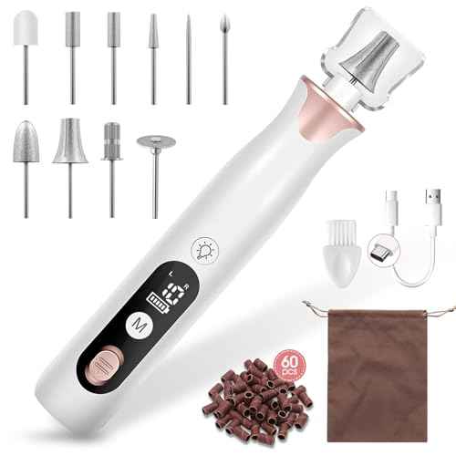 Electric Nail Drill Kit, Haootadiy Professional Manicure Pedicure Set Rechargeable with Nail Drill Bits Sanding Bands, Cordless Electric Nail File Buffer for Acrylic Gel Dip Powder Nails Grind Trim