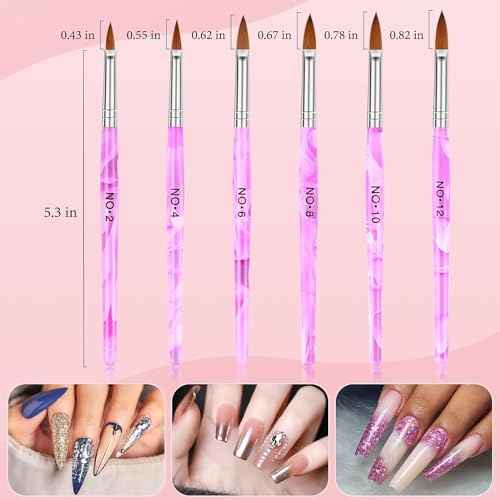Acrylic Nail Brush Dappen Dish Set, 6PCS Nail Art Pen and 2PCS Crystal Dappen Dish for Acrylic Nails, Manicure Bowl Cup Glass Container for Acrylic Liquid Nail Tool Kit