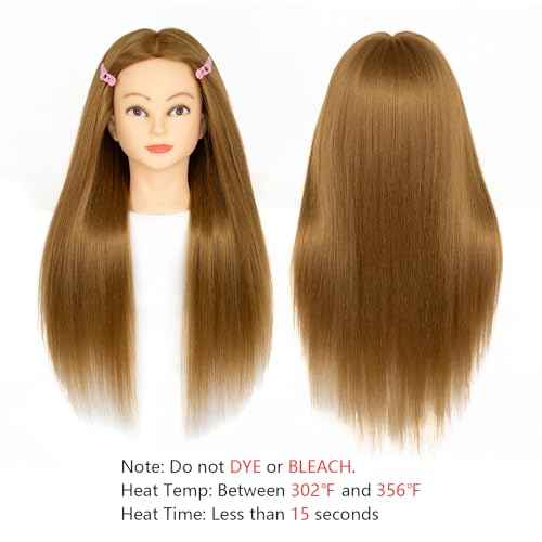 Mannequin Head Human Hair 26"-28" Cosmetology Manikin Head with 80% Human Hair for Hairdresser Practice with Free Clamp Holder and Tools (#27 Light brown)