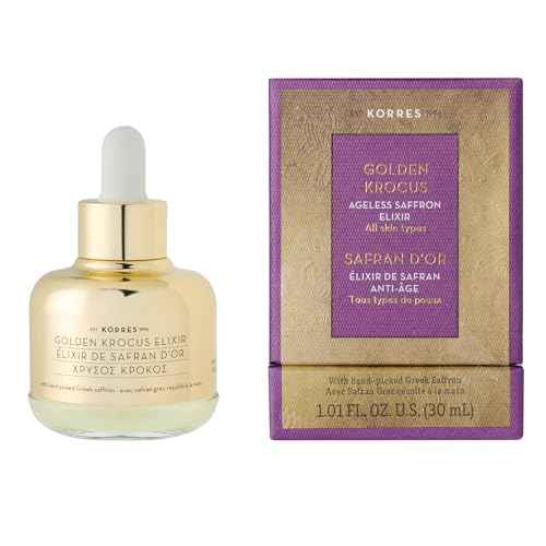KORRES Golden Krocus Anti-Aging Face Serum with Greek Saffron, Lightweight Skincare Treatment for Radiance, Hydration & Firmness, Fine Line & Wrinkle Serum For Women & Men, Clean Beauty, 1 Fl Oz