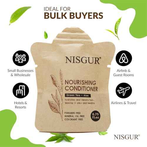 Conditioner Bulk 0.75 oz 200 Pack No PlasticHotel Conditioner Paper Pouch Travel Size Aloe and Green Tea Extract Infused