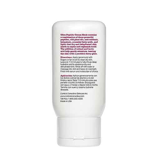 CONTROL CORRECTIVE Ultra Peptide Cream Mask, 2.5 Oz - Advanced Peptide, Retinol & Lactic Acid Anti Aging Mask, Revitalize Collagen & Elastin Production To Smooth Skin, Restores Plumpness & Hydration