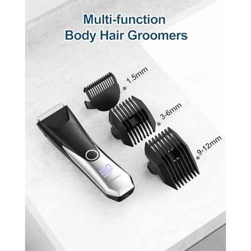 Body Hair Trimmer, LED Display, 6500 RPM Motor Manscaper for Men, 3 Adjustable Combs, USB & Dock Charging, IPX7 Waterproof Body Hair Groomers, Wet or Dry Use for Groin/Legs/Chest