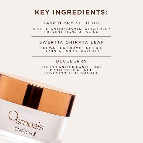OSMOSIS ENRICH Smoothing Face & Neck Intensive Night Repair Cream Moisturizer with Chirata and Fruit Oils, 1 Oz