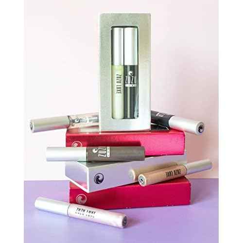 Zuzu Luxe Sheer Lip Gloss GIFTSET, Natural Lip Gloss, Paraben Free, Vegan, Gluten-free, Cruelty-free, Non GMO, 0.17 oz (Divinity Gloss/Onyx Mascara)