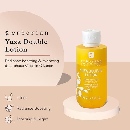 Erborian Face Lotion & Vitamin C Toner, Yuza Double Lotion - Radiance-Boosting & Hydrating Dual-Phase Vitamin C Toner (6.4 Fl Oz) - For All Skin Types