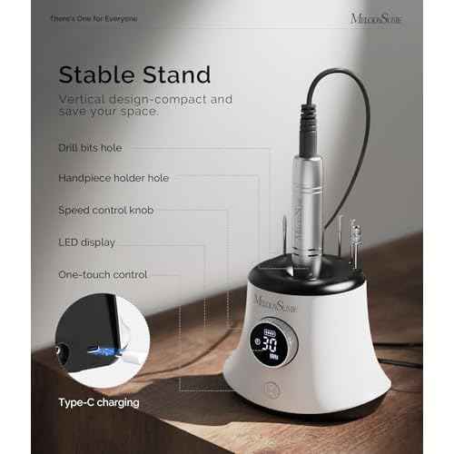 MelodySusie Multifunctional Upgraded Desktop Cordless Nail Drill with Bit Holders, SC320G 30000RPM E-File with Elegant Design for All Manicure Shaping & Gel Removal, Ideal for Nail Artists & Home Use