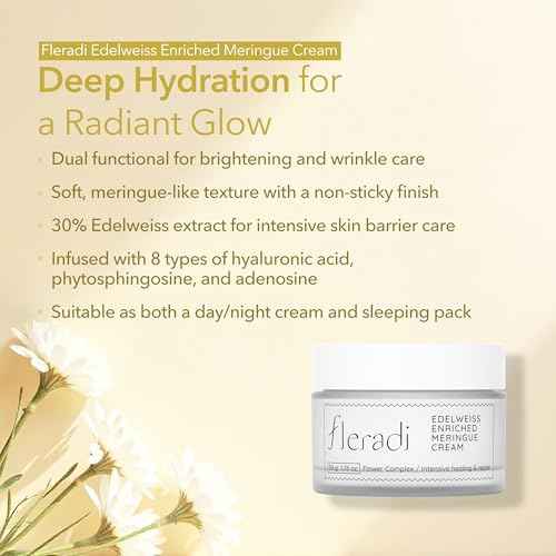 Edelweiss Face Cream for Women and Men ? Korean Night Moisturizer with 30% Edelweiss Extract (Natural Power), Deep Hydration for Dry Skin (Advanced Barrier Care)