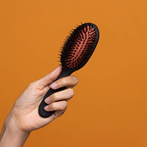 SRILabs Polish Bristle Brush ? Anti-Breakage Boar & Nylon Bristles for Increased Shine, Rejuvenates Damaged Hair, Copper Ceramic Barrel, Encourages Hair Growth, Easy Grip & Ultralight (Travel)