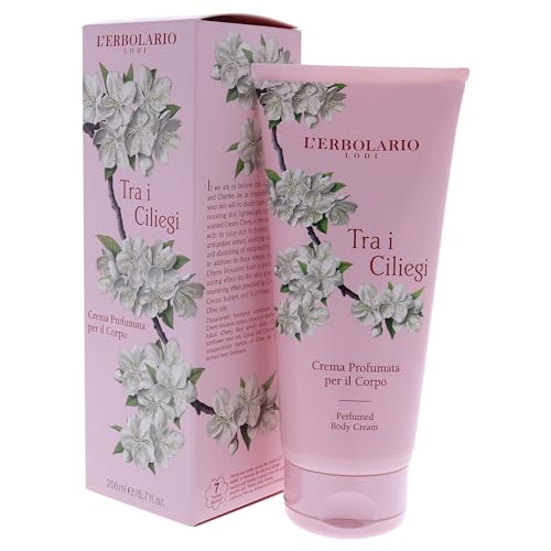 L'Erbolario Perfumed Body Cream - Moisturizing Body Butter with Cherry Extract - Softening Skin Care with Vitamin-Rich Oils - Tra i Ciliegi - 6.7 oz