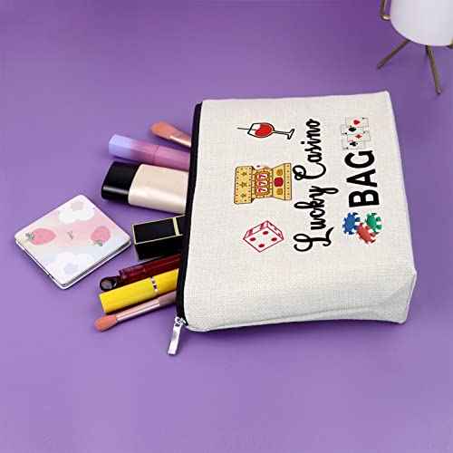 Sazuwu Lucky Casino Gifts Makeup Bag for Women Gambling Themed Gifts for Grandma Mom Birthday Mothers Day Retirement for Casino Lovers