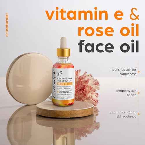 ArtNaturals Face & Body Vitamin E Bio Oil 4.0oz + Gua Sha Facial Tools Set - Organic Moisturizer Skincare for Scars, Stretch Mark, Cellulite & Nails - Great Massage oil for Massaging Joint & Muscle