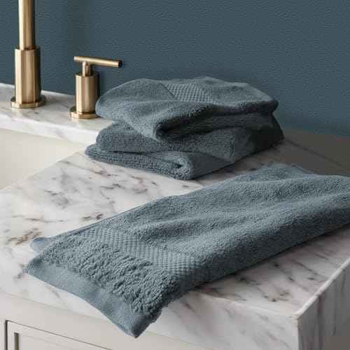 Delara Towels Cotton Washcloths Set 100% Organic Cotton, GOTS Certified Premium Quality Face Cloths, Feather Touch Technology Highly Absorbent and Soft Feel Fingertip Towels, Pack of 24
