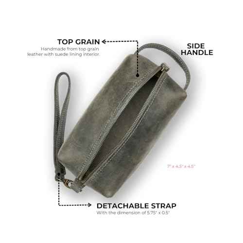PEGAI Leather Travel Toiletry Bag for Men | Handmade Top Grain Distressed Dopp Kit, Mens Toiletry Bag, Shaving Kit Case Travel Organizer - Lee (Cinnamon)