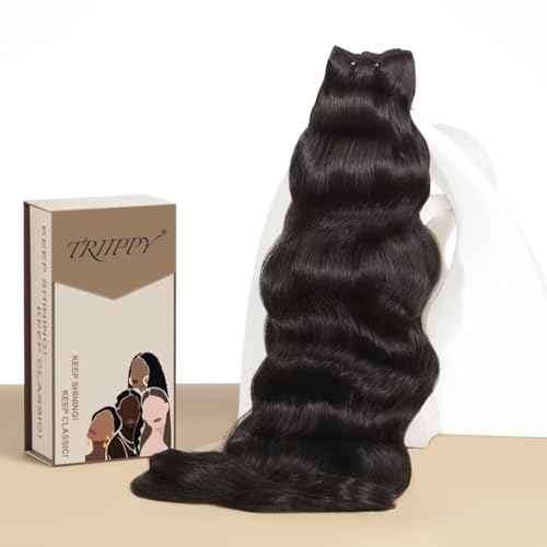 TRIIPPY Real Raw Cambodian Natural Wavy Bundles Human Hair,100% Cambodian Raw Hair Sew in Weave Single Bundle,Triple The Lifespan Over Regular Virgin Hair Bundle,No.1 Raw Hair Brand On Amazon(14 Inch)