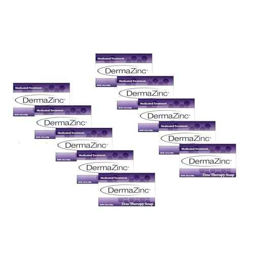 DermaZinc Therapy Soap, Zinc Soap for Skin, Skin Disorder Relief for Psoriasis, Dermatitis, Eczema, and Other Condition Symptoms (Pack of 10)